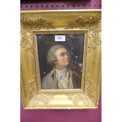 279 - English School (late 18th Century), Portrait of a gentleman in a brown coat, pastel on paper, 24cm x... 