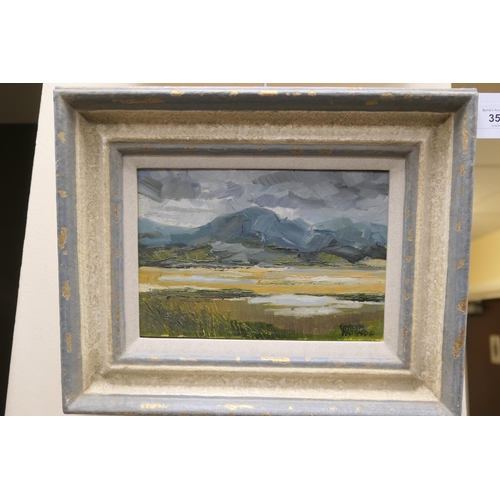 354 - Gwilym Pritchard (1931-2015), Conway Valley landscape, oil on board, signed, 16cm x 22.5cm