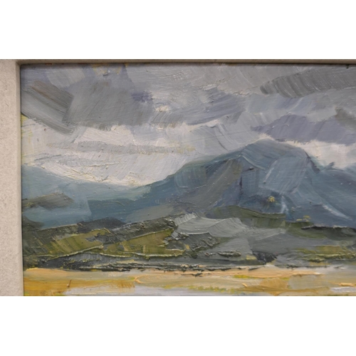 354 - Gwilym Pritchard (1931-2015), Conway Valley landscape, oil on board, signed, 16cm x 22.5cm