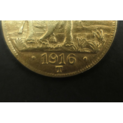 369 - German Colonies, German East Africa 15 Rupees, 1916/T (Tabora) gold coin (VF), 22mm diameter, weight... 