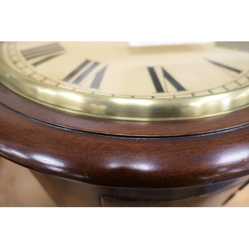 579 - Edward VIII mahogany dial wall clock by F W Elliott Ltd, painted with Roman numerals and bearing an ... 