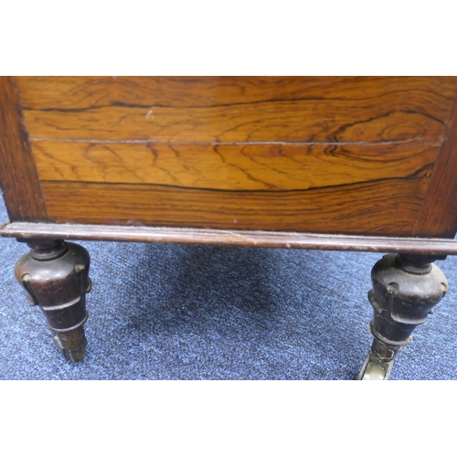 696 - William IV rosewood washstand, square folding top on turned and tulip carved slender columns with po... 