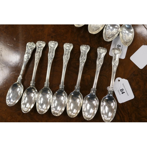 84 - Four George IV silver Coburg pattern teaspoons, by William Eley and William Fearn, London 1823, weig... 