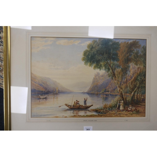 303 - Attributed to Thales Fielding (1793-1837), On the North Italian Lakes, watercolour, 34cm x 50cm