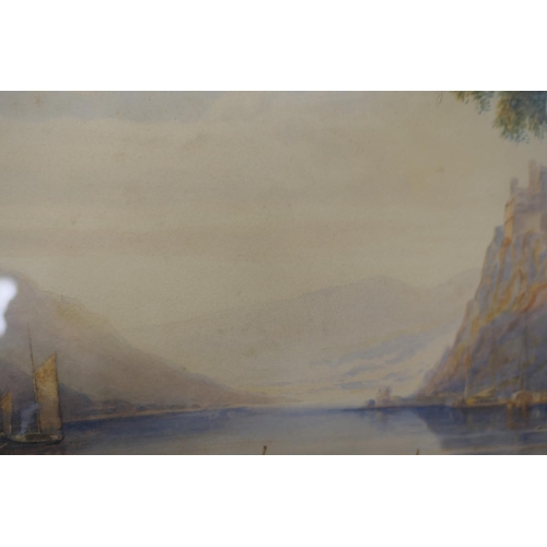 303 - Attributed to Thales Fielding (1793-1837), On the North Italian Lakes, watercolour, 34cm x 50cm