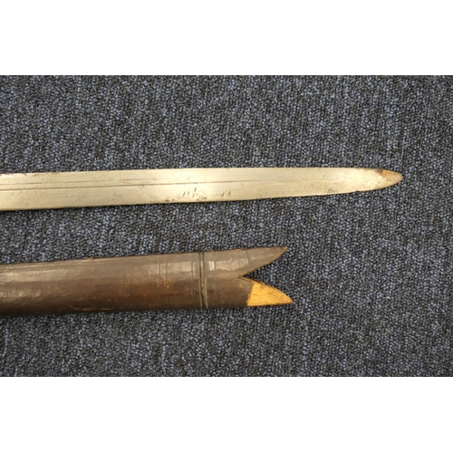 542 - Indian Talwar sword, 19th Century, single edged 78cm blade, fullered on both sides with traditional ... 