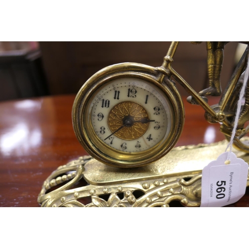 560 - British United Clock Company racing bicycle clock, circa 1910, the clock with Arabic numerals, signe... 