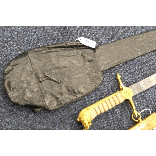 563 - George VI Naval officer's dress short sword, 45.5cm etched blade with royal and naval cyphers inscri... 