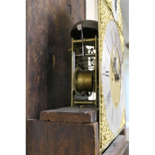 647 - John Greaves, Newcastle, walnut eight day longcase clock, mid 18th Century, the hood with cavetto mo... 