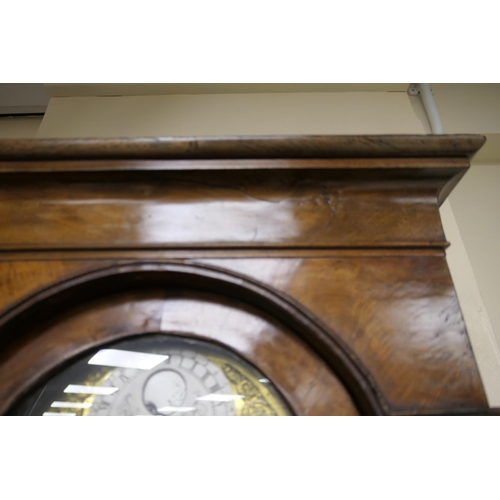 647 - John Greaves, Newcastle, walnut eight day longcase clock, mid 18th Century, the hood with cavetto mo... 