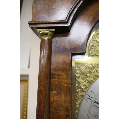 647 - John Greaves, Newcastle, walnut eight day longcase clock, mid 18th Century, the hood with cavetto mo... 