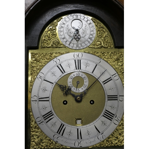 647 - John Greaves, Newcastle, walnut eight day longcase clock, mid 18th Century, the hood with cavetto mo... 