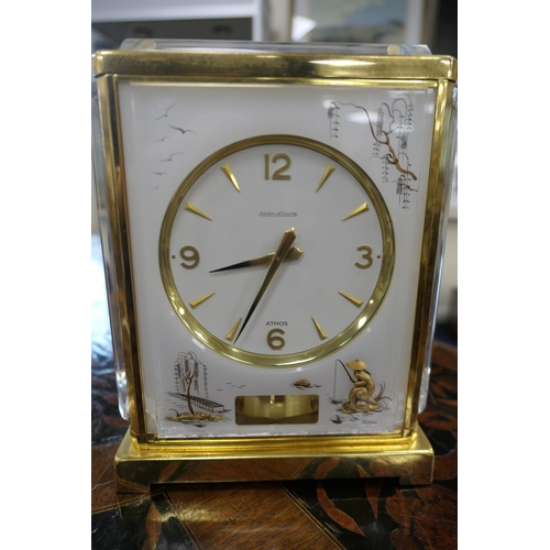 523 - Jaeger Le-Coultre gilt brass chinoiserie Atmos clock, plexi-glass panels, signed Marina, 526-5 calib... 