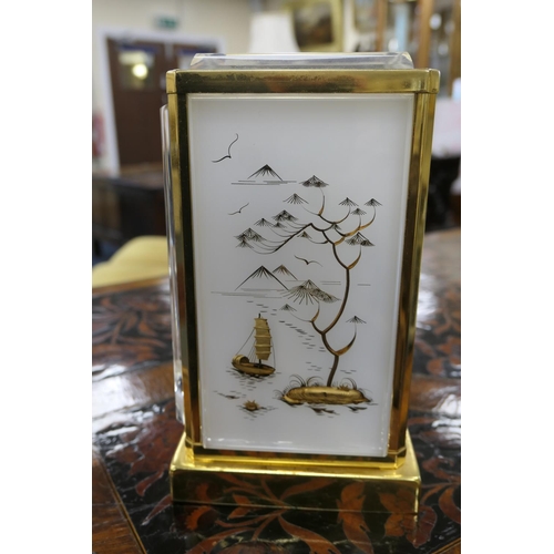 523 - Jaeger Le-Coultre gilt brass chinoiserie Atmos clock, plexi-glass panels, signed Marina, 526-5 calib... 