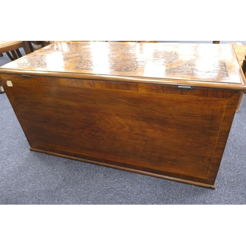 606 - Walnut and marquetry inlaid chest on stand, in the William and Mary style, inlaid to the top and fro... 