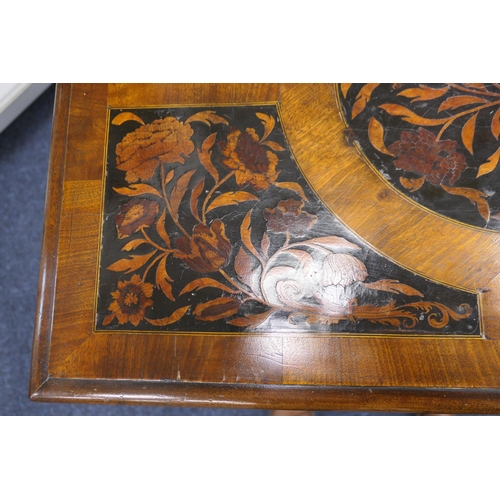 606 - Walnut and marquetry inlaid chest on stand, in the William and Mary style, inlaid to the top and fro... 