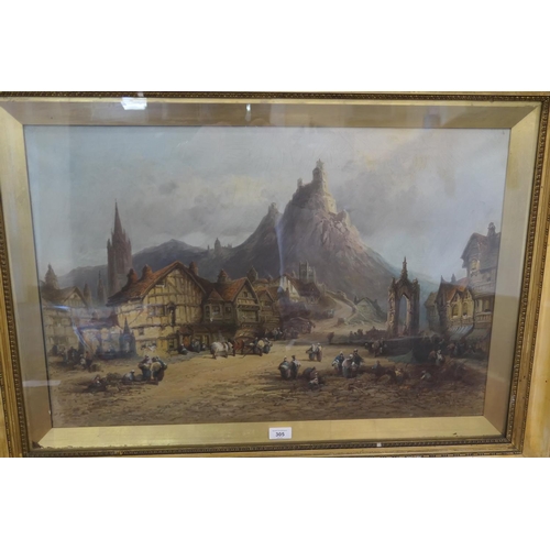 305 - Henry Foley (1848-1874), Market Day at Laufenburg, oil on canvas, signed, inscribed verso and titled... 