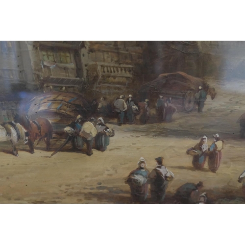 305 - Henry Foley (1848-1874), Market Day at Laufenburg, oil on canvas, signed, inscribed verso and titled... 