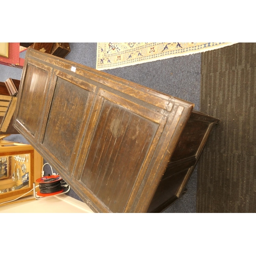 608 - Charles II oak joined coffer, dated 1662, the three recessed panel top over a front carved with '16 ... 