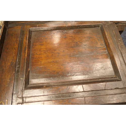 608 - Charles II oak joined coffer, dated 1662, the three recessed panel top over a front carved with '16 ... 