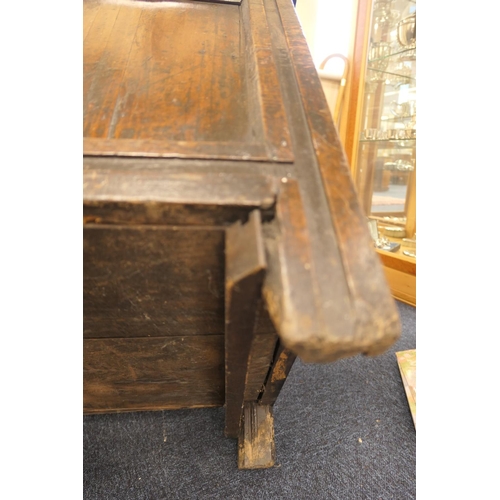 608 - Charles II oak joined coffer, dated 1662, the three recessed panel top over a front carved with '16 ... 