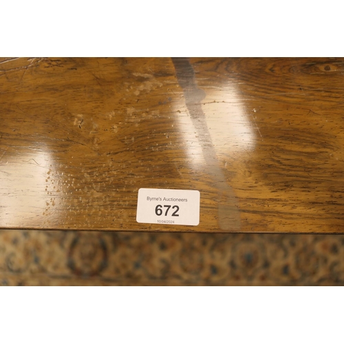 672 - William IV rosewood folding pedestal card table, circa 1835, the top swivelling over an acanthus car... 