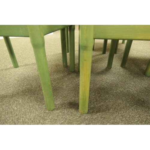 699 - Set of six green stained beech Carimate dining chairs, by Vico Magistretti for Habitat, comprising f... 