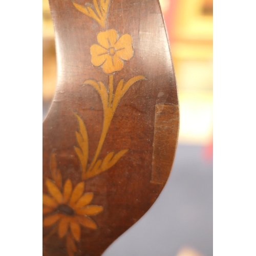 619 - Mahogany and inlaid adjustable music stand, probably Dutch, 19th Century, the lyre shaped adjustable... 