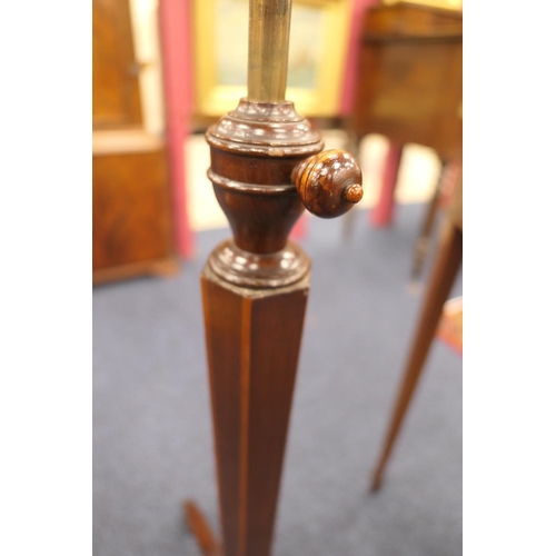 619 - Mahogany and inlaid adjustable music stand, probably Dutch, 19th Century, the lyre shaped adjustable... 