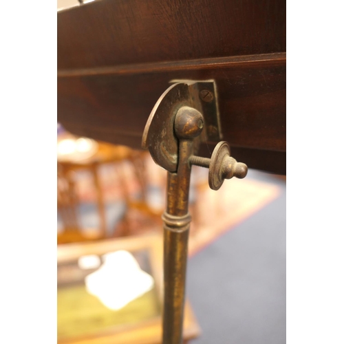 619 - Mahogany and inlaid adjustable music stand, probably Dutch, 19th Century, the lyre shaped adjustable... 