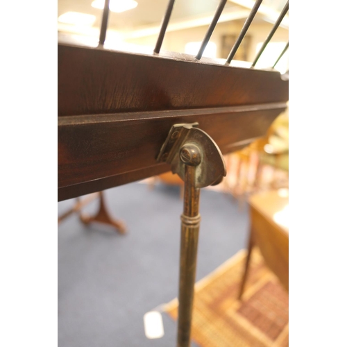 619 - Mahogany and inlaid adjustable music stand, probably Dutch, 19th Century, the lyre shaped adjustable... 