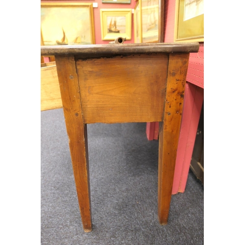 622 - Provincial fruitwood low dresser, 19th Century, the top crossbanded with mahogany and with three dra... 