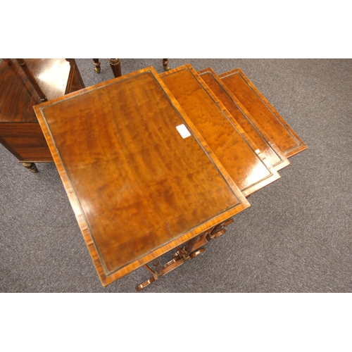 688 - Late Victorian mahogany and rosewood banded quartetto nest of tables, circa 1890, the largest 50cm x... 