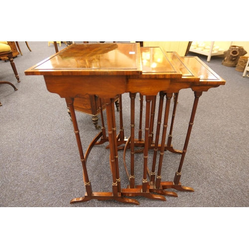 688 - Late Victorian mahogany and rosewood banded quartetto nest of tables, circa 1890, the largest 50cm x... 