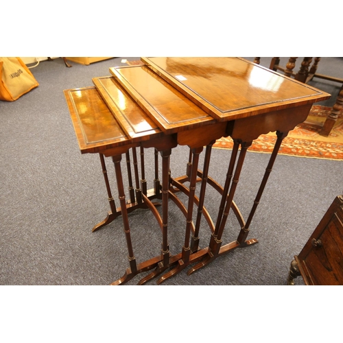 688 - Late Victorian mahogany and rosewood banded quartetto nest of tables, circa 1890, the largest 50cm x... 