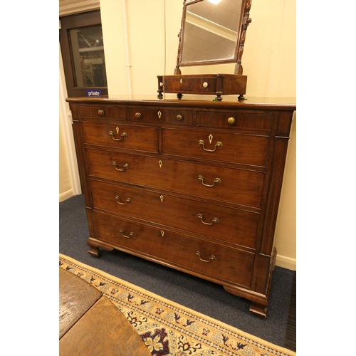 664 - Late George III mahogany chest of drawers, circa 1810-20, fitted with three small frieze drawers wit... 