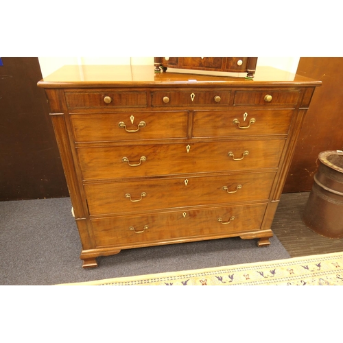 664 - Late George III mahogany chest of drawers, circa 1810-20, fitted with three small frieze drawers wit... 