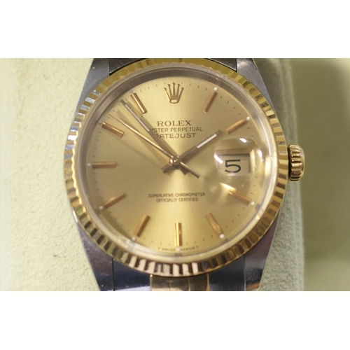 429 - Rolex Oyster Perpetual Datejust gold and stainless steel wristwatch, reference number 16233, serial ... 