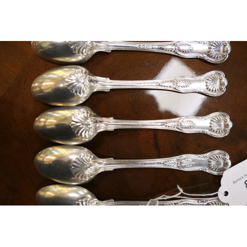 84 - Four George IV silver Coburg pattern teaspoons, by William Eley and William Fearn, London 1823, weig... 