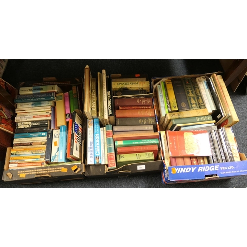 121 - Assorted modern books including history, novels (3 boxes)