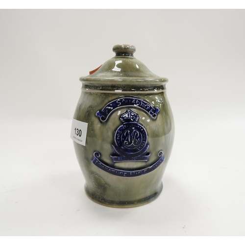 130 - Royal Doulton stoneware tobacco jar for the Miniature Rifle Club of A Squadron