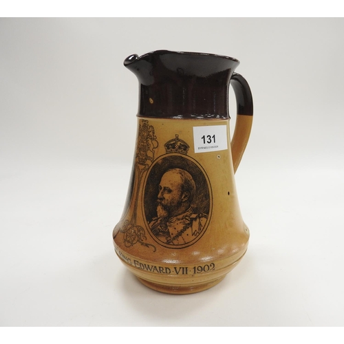 131 - Royal Doulton stoneware jug commemorating the coronation of King Edward VII 1902