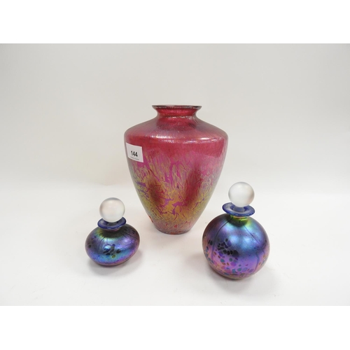 144 - Royal Brierley Studio glass vase and two Isle of Wight glass scent bottles (3)