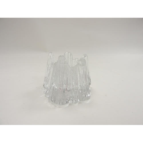 145 - Nybro volcano moulded glass candle holder