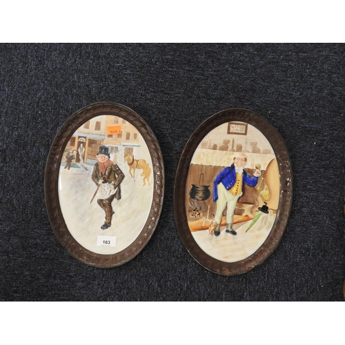 163 - Pair of Tams ware, hand painted Dickensian plaques, 33.5cm x 24cm