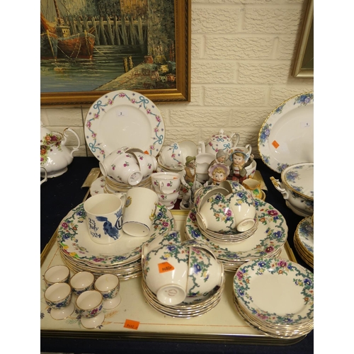 2 - Crown Staffordshire china tea wares; also Royal Cauldon Victoria pattern tea and dinner wares, comme... 