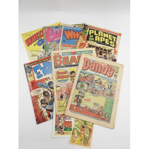 202 - Small number of popular 1980s comics including Dandy, Beano, Planet of the Apes and two humorous pos... 