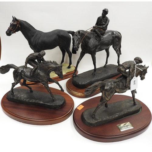 210 - Border Fine Arts limited edition model of a thoroughbred stallion, with certificate, and three bronz... 