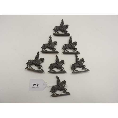 212 - Seven cast lead mounted Cavalrymen