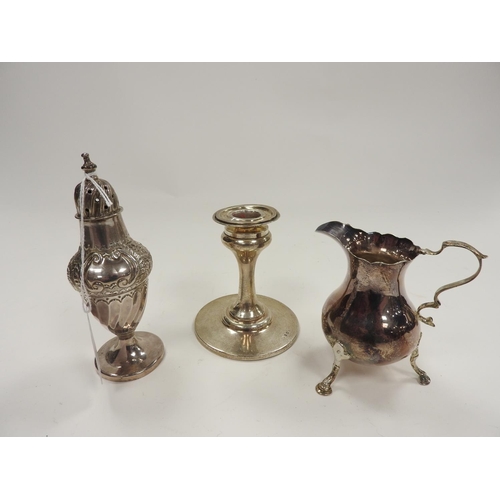 221 - Victorian silver pepper pot, Birmingham 1896, gross weight approx. 56g; also a George III silver bal... 